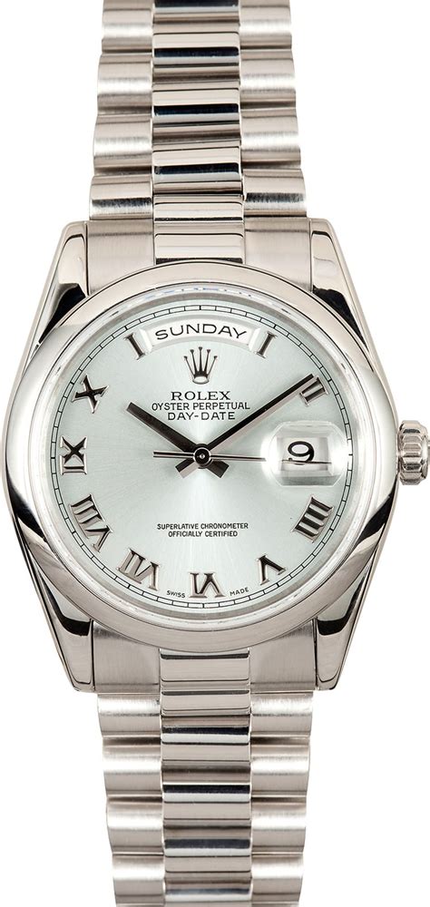 rolex day date platinum silver dial 36 mm|rolex platinum day date 36mm.